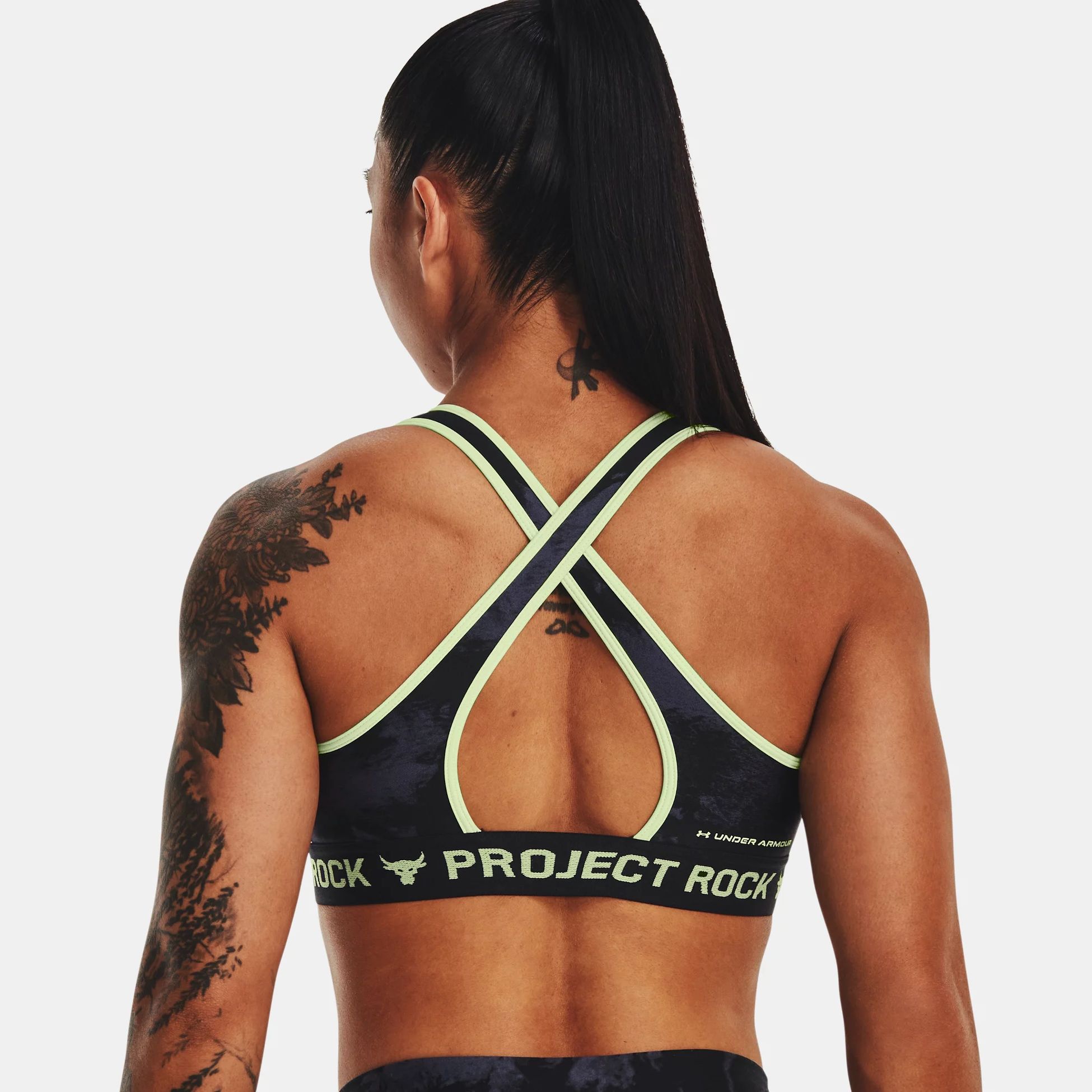 UNDER ARMOUR Project Rock Crossback Printed Sports Bra